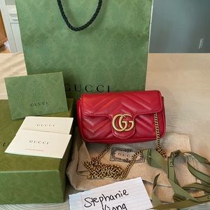 GUCCI Red Super Mini Marmont